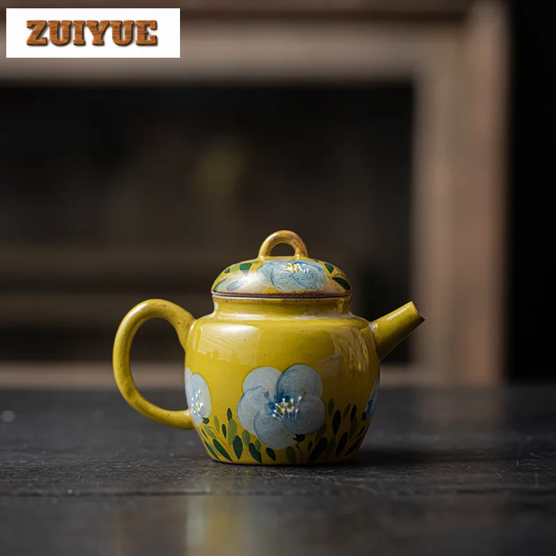 Podľahlá farba Camellia Tea Pot Japanese Style Bočná rukoväť Čajovňa retro hrniec čajový výrobca kanvica Čínsky čaj Sada remeselníka 110/140 ml