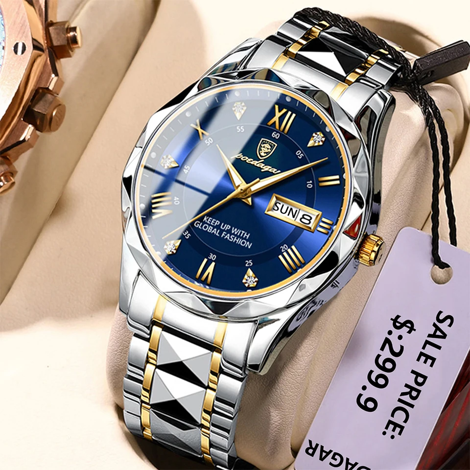 Poedagar Luxury Watch Man Quartz Sports Men Wristwatch Witerproof Luminous Cominless Ocel Pánske hodinky 2024 Nové hodiny Reloj