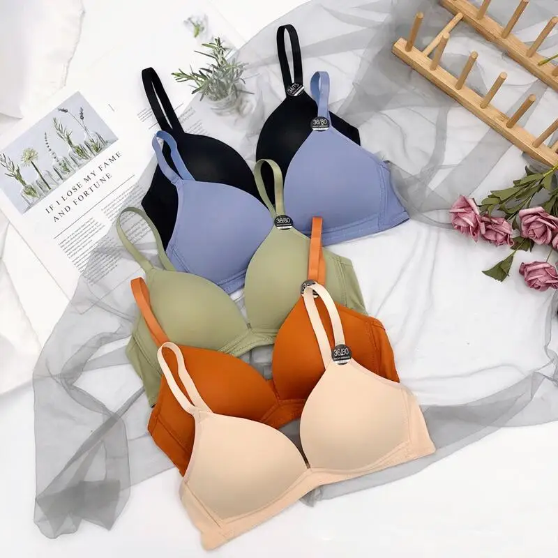 Pohodlná trojuholníková pohárika BRA bezšvový žien spodná bielizeň s hlbokým VY Upravené push UP Brassiere bez oceľového prsteňa bralette