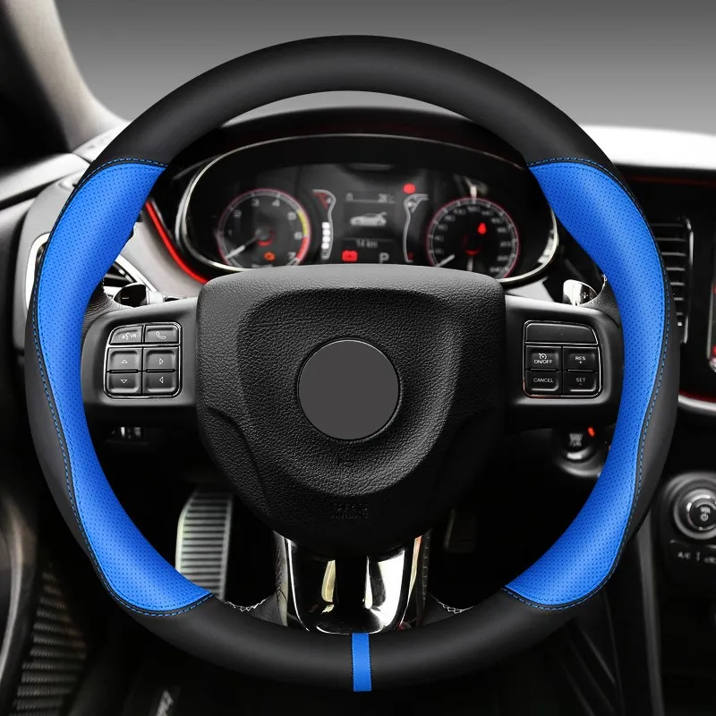 Pohodlné kožené uhlíkové vlákno, kryt volantu automobilu, ktorý nie je skĺznutý, pre Fiat 500 500x 500L 500C ABARTH 2012 2014 2015 až 2021