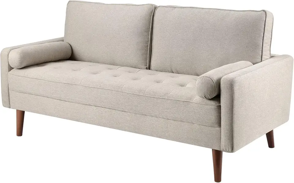 Pohodlné textilné čalúnenie Ashbeige gombíka všívané sedadlo vankúš Moderná pohovka na pohovku - 2 Seater Lovesat všestranná pre dom a kanceláriu