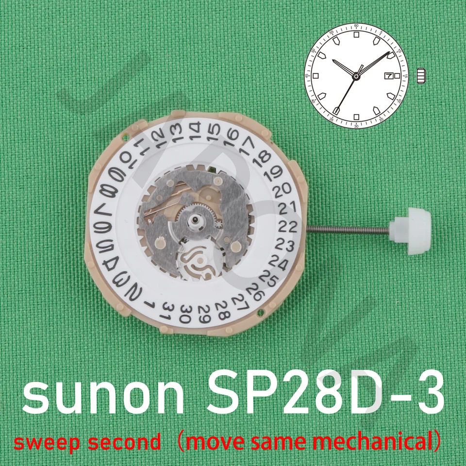 Pohyb SP28 Číňanie Sunon SP28D-3 MOHE SMATIE Druhý pohyb s dátumom pohybom rovnakého pohybu strojov Nahradiť pohyb 2115 pohyb 2115