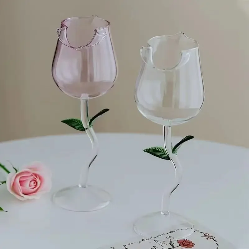 Pohár ruže koktail sklenený kreatívny sklenený pohár