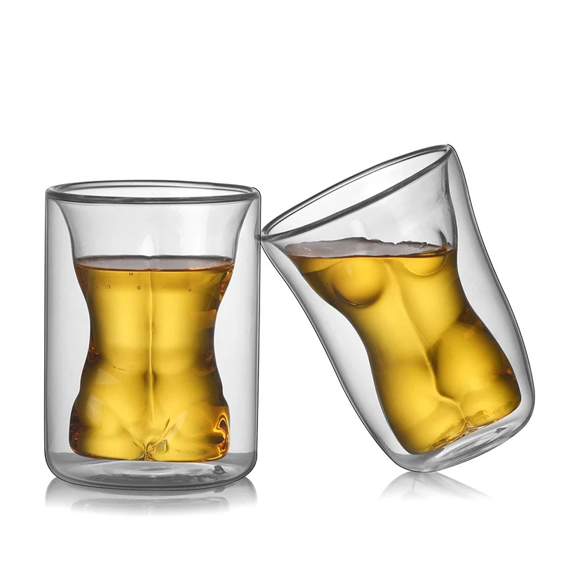 Pohár s dvojitou stenou Cool pivo pohár pre ženy, sexy nahý svalové muža vínny kokteil vodka okuliare whisky
