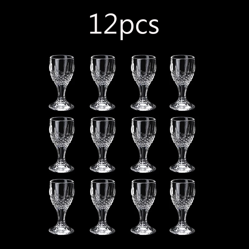 Poháre na víno sada 12 brokových sklenených sada malých víno šálky kreatívne retro vynikajúce pitie šálka diamant maľba mini sklenené šálky