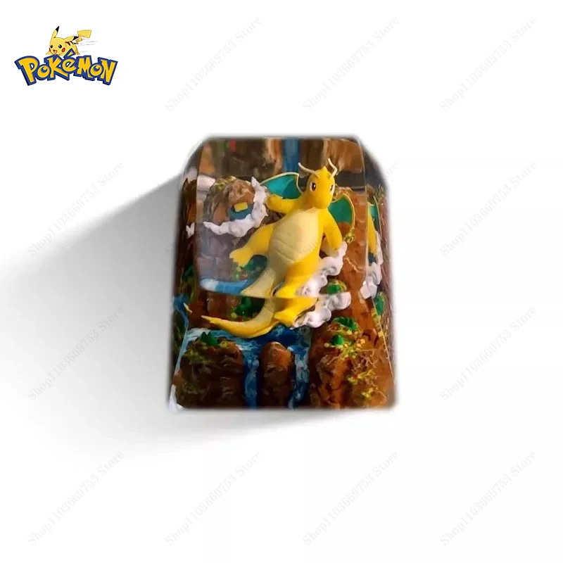 Pokemon Anime Keycaps Pikachu Dragonite Prispôsobené živice Transparentné stereoskopické kľúče pre mechanické príslušenstvo klávesnice