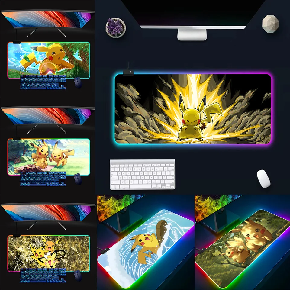 Pokemon Cartoon Pikachus RGB PC PC Gamer Keyboard Mouse Mouse Pad MousePad LED GLOR MOŽNÉ MOŽNÉ MOŽNÉ MOŽNÉ ROZ