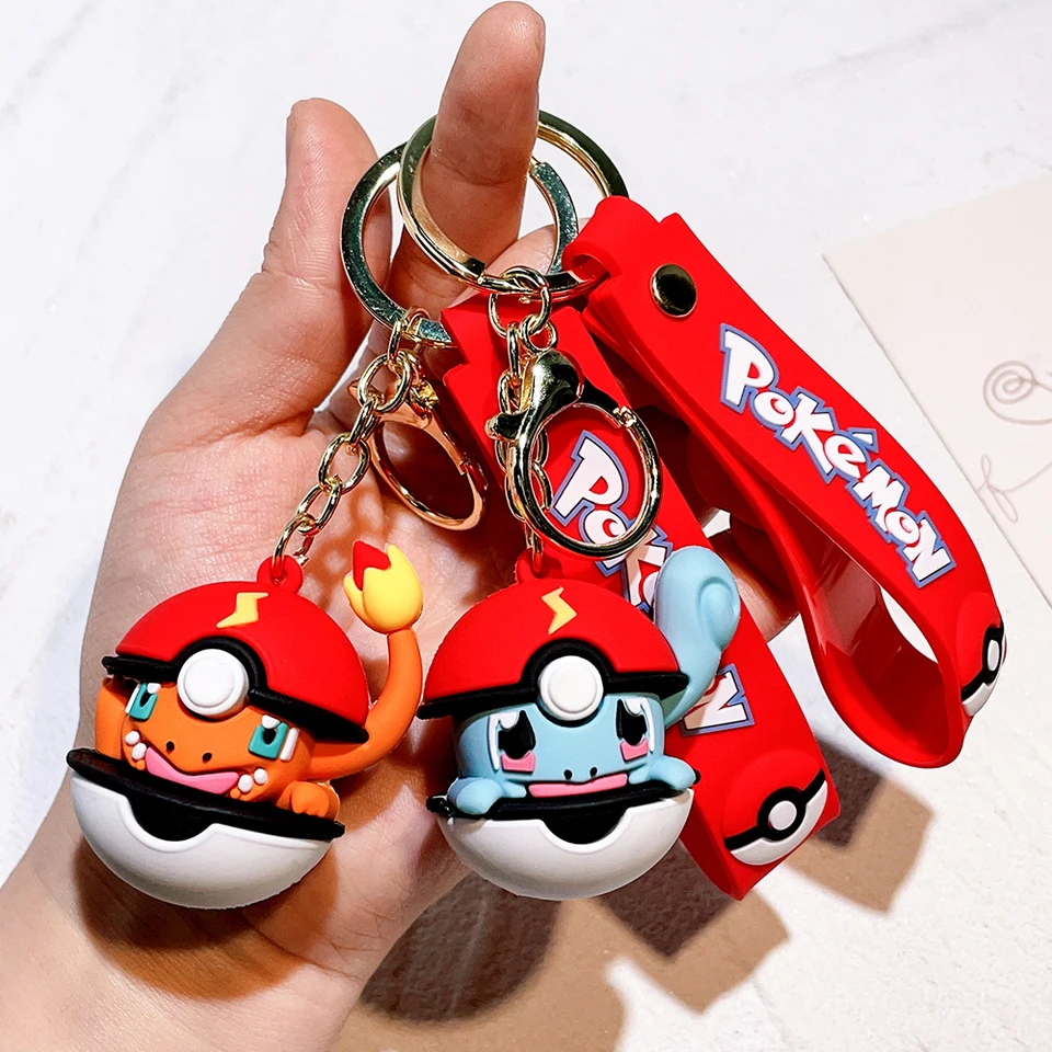 Pokemon Keychain Pikachu Anime Action Figure Toy Kawaii Cartoon Fashion Charmander Psyduck Doll Doll Keyring Car Bag Pendant Kid Darček