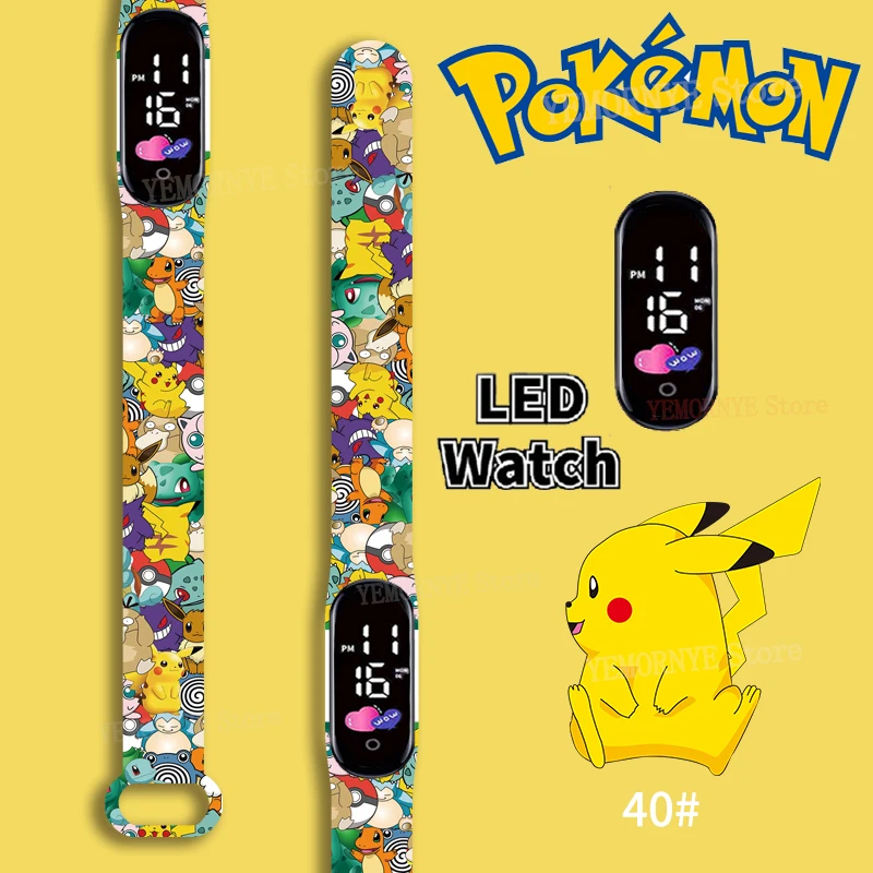 Pokemon New Digital Watch Anime Pikachu Squirtle Eevee Charizard Študent Silikone vedený detským športovým náramkom Witerproof Watch Toy
