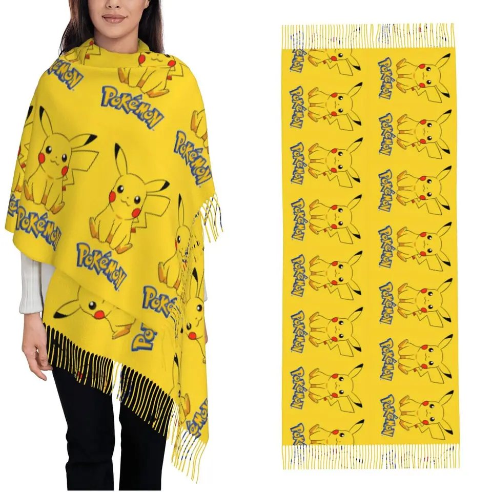Pokemon Pikachu anime šatky obal pre dámy zimné veľké dlhé šatky roztomilé karikatúru Pashmina šatky šatky