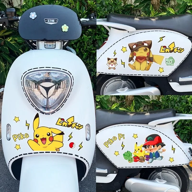 Pokemon pikachu roztomilý roztomilý elektrický motocykel motocykla prilba prilba dekorácie nálepka Scrapt Cover Cover Sticker Wholesale