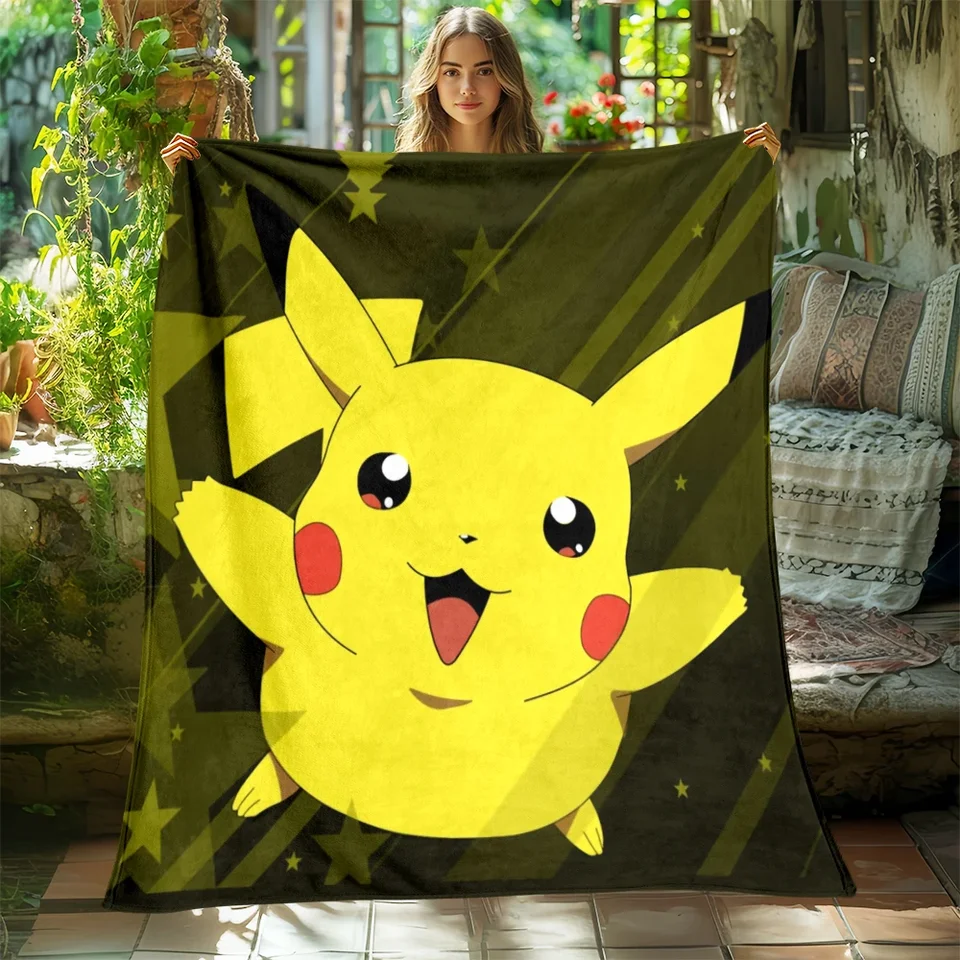 Pokemon Pikachu tlač štyri sezóny prikrývka pohovka posteľ Kryt mäkký a našuchorený prikrývok mäkký teplý flanel hádzanie prikrývky darček