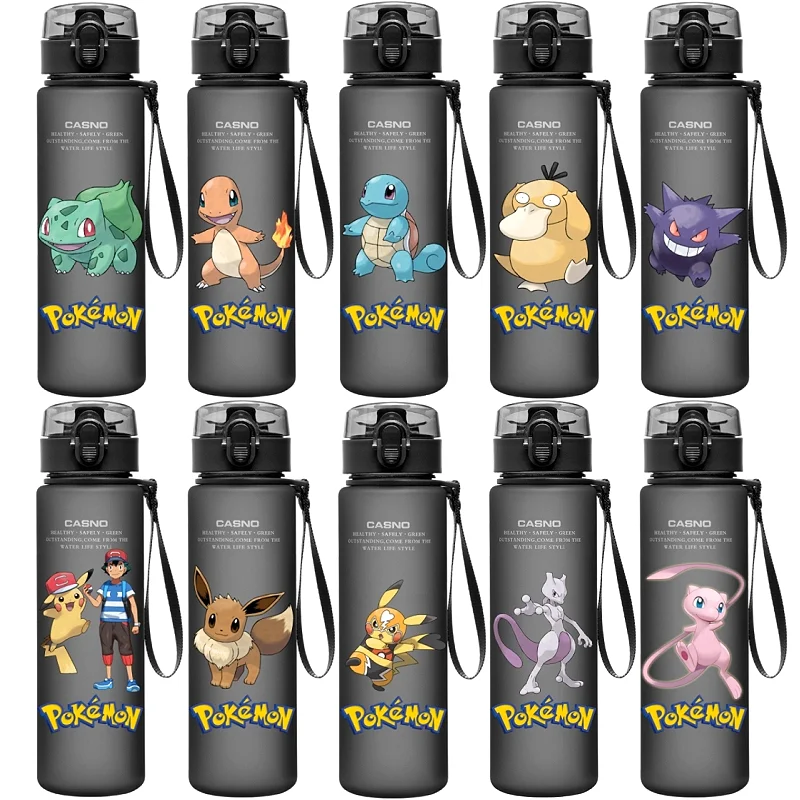Pokemon vodný pohár anime prenosné detské roztomilé pike mewtwo plastové karikatúry vonkajšie športy s veľkou kapacitou Fľaša na fľašu s vodou