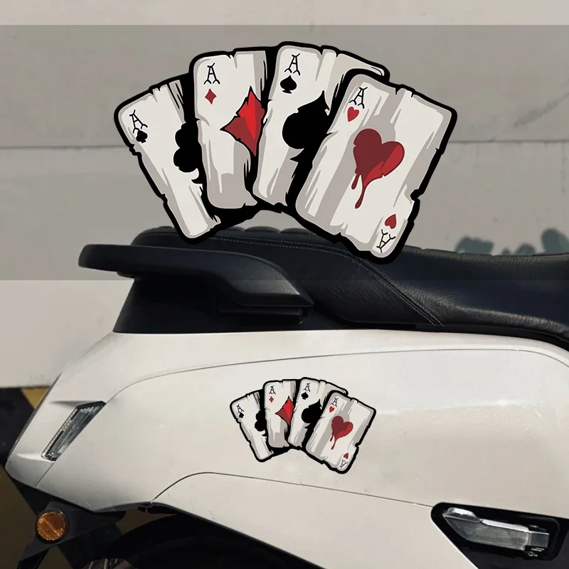 Pokerové piky Vzor motocyklových nálepiek motocyklový palivový tank kaviarne Racer pretekár karosérium smiešny dekorácia hrací karty nálepky