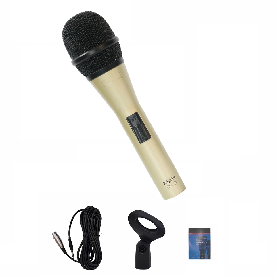 Pokročilé zlato KSM9 vreckový mikrofón kardioidný dynamický kovový materiál Stage Výkon DJ Karaoke Sing vokálny záznam XLR 3P
