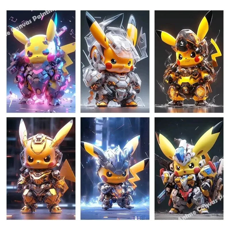 Pokémon anime maľba maľba pikachu nuily cos mecha poster tlač Watercolor Art Picture Domáce dekorácie Detské darčeky