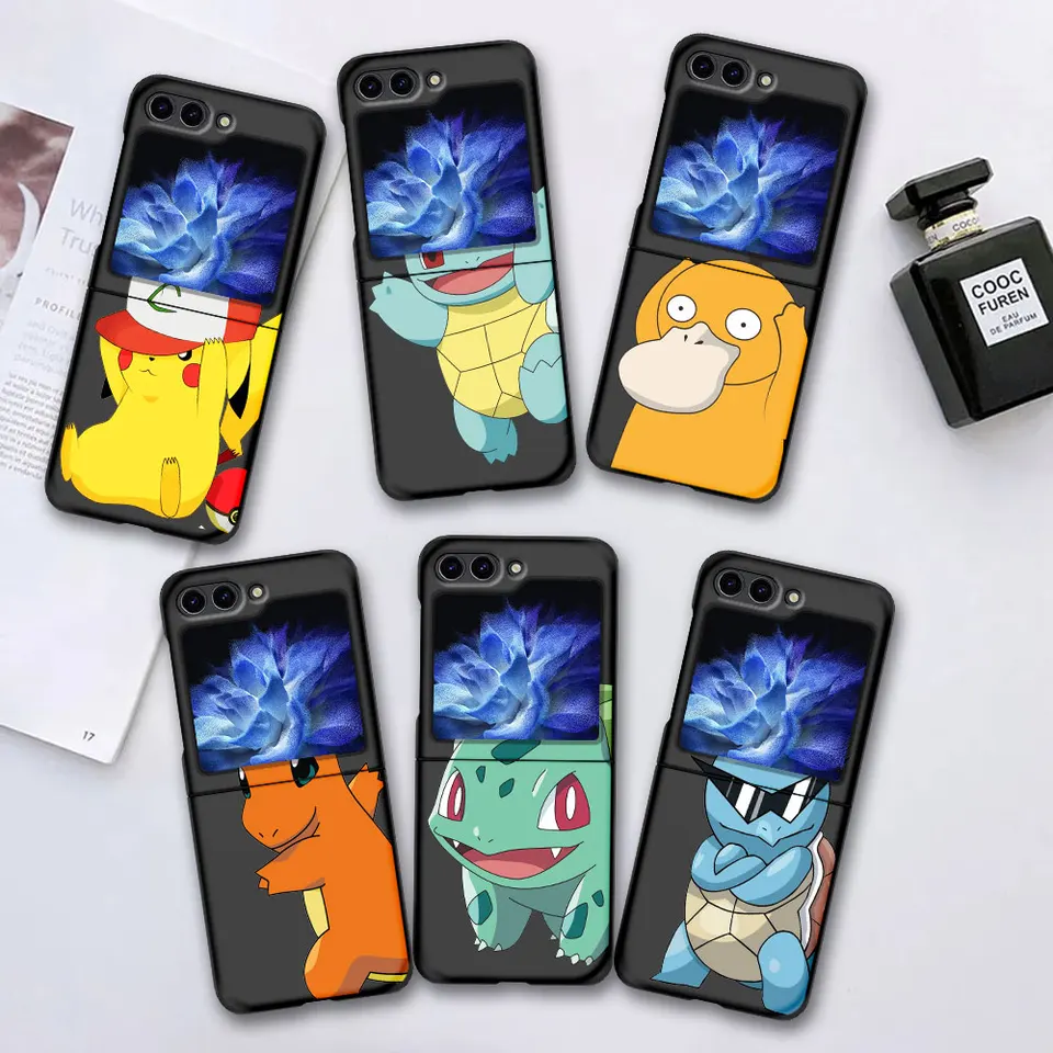 Pokémon Gengar Pikachu puzdro pre Samsung Galaxy Z Flip6 Flip5 Čierny kryt mobilného telefónu Z Flip 5 6 Tvrdé škrupiny Zflip5 Zflip6 prípady