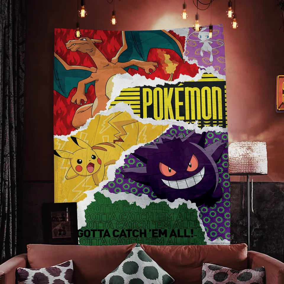 Pokémon Pokémon pikachu kabi farebný tapiséria stena zavesenie hippie kvetinové nástenné koberce koberce koľaj