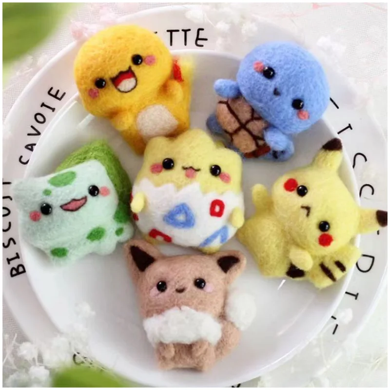 Pokémon ručne vyrobený kutilstvo vlna Felt Peke brošľ odznak Detské vzdelávacie hračky na oblečenie Dopočet Doplnky dekoratívne kreslené darčeky