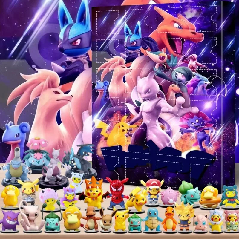 Pokémon vianočné sviatky 24 dní odpočítavanie kalendár prívesok batohový batoh dekorácie darčekové boxy Schoolback prívesok roztomilý detský darček