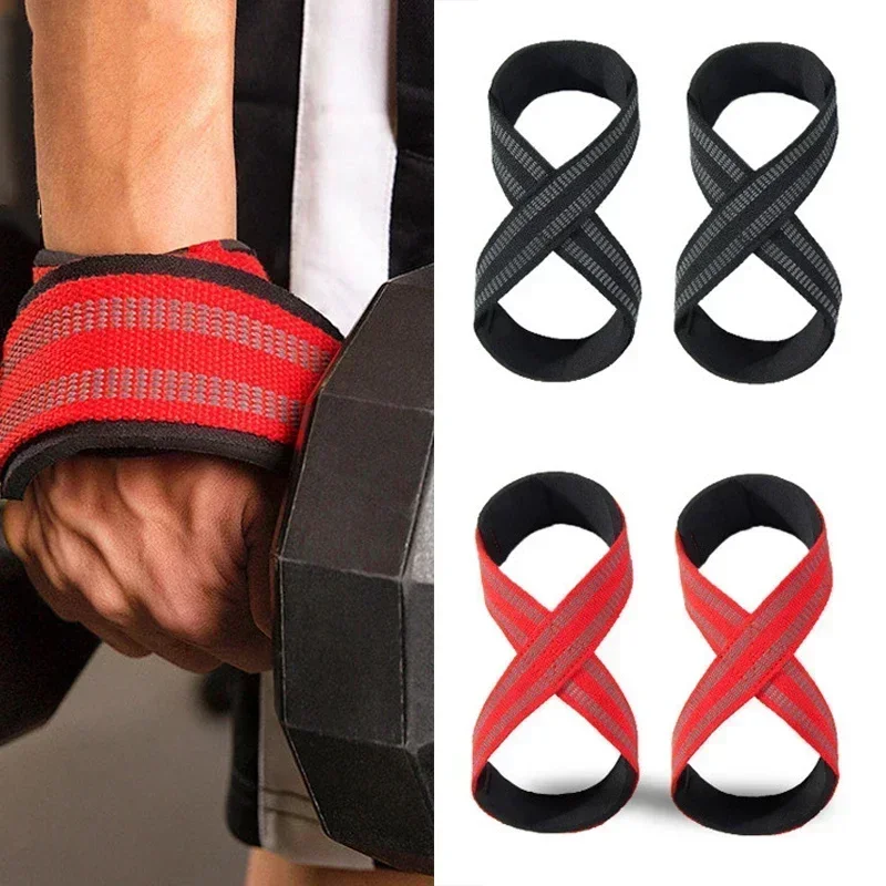 Polded Obrázok 8 popruhy Deadlift Hmotnosť Zdvíhacie zdvíhanie zápästia Popruhy Vodičské cvičenia Horizontálna barová telocvičňa Fitness