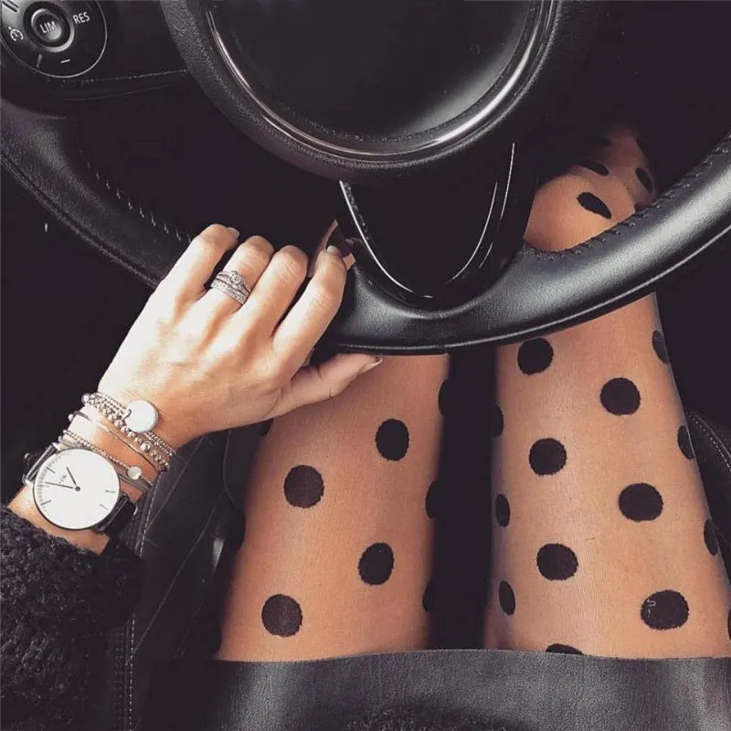 Polka Dot Tlač Patčné ženy Ženy Sexy pančucháče Fishnet sieť