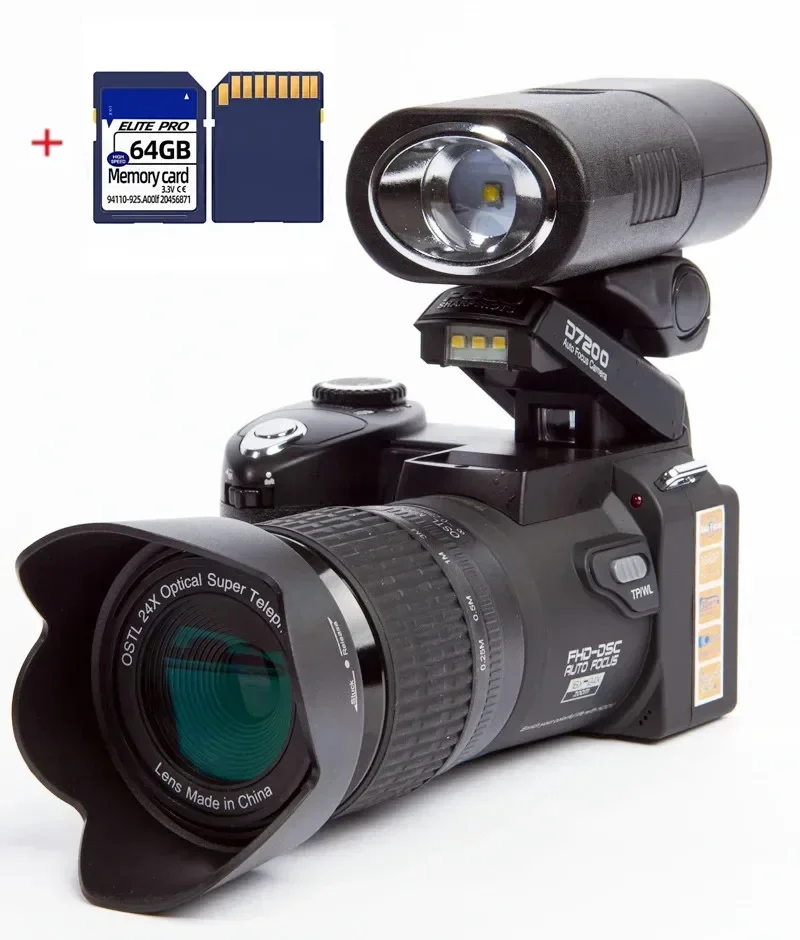 Polo D7200 Profesionálny digitálny fotoaparát s optickým priblížením pre fotografiu, automatické zaostrenie, 33MP Photo, 1080p HD Video