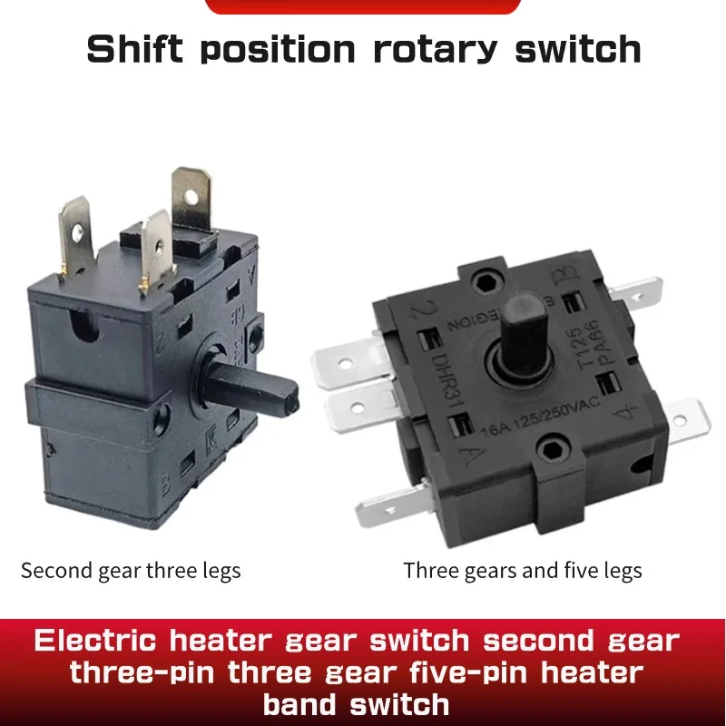 Poloha ohrievača elektrickej miestnosti 3 PIN 5PIN ROTNÉ SWIDE SELEKTOR AC 250V 16A radiátor