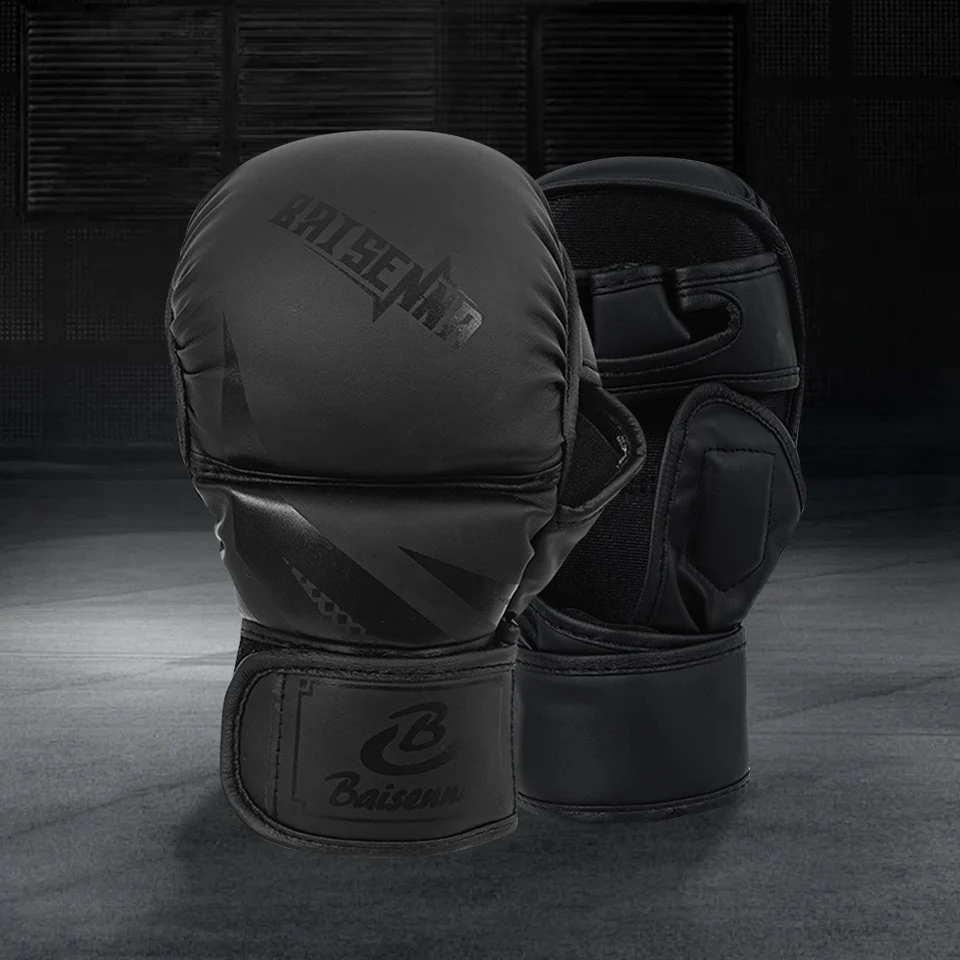 Polovičné výcvikové rukavice Zhruba kickboxové rukavice PU kožené bojové rukavice boxerské výcvikové doplnky pre dospelých detí