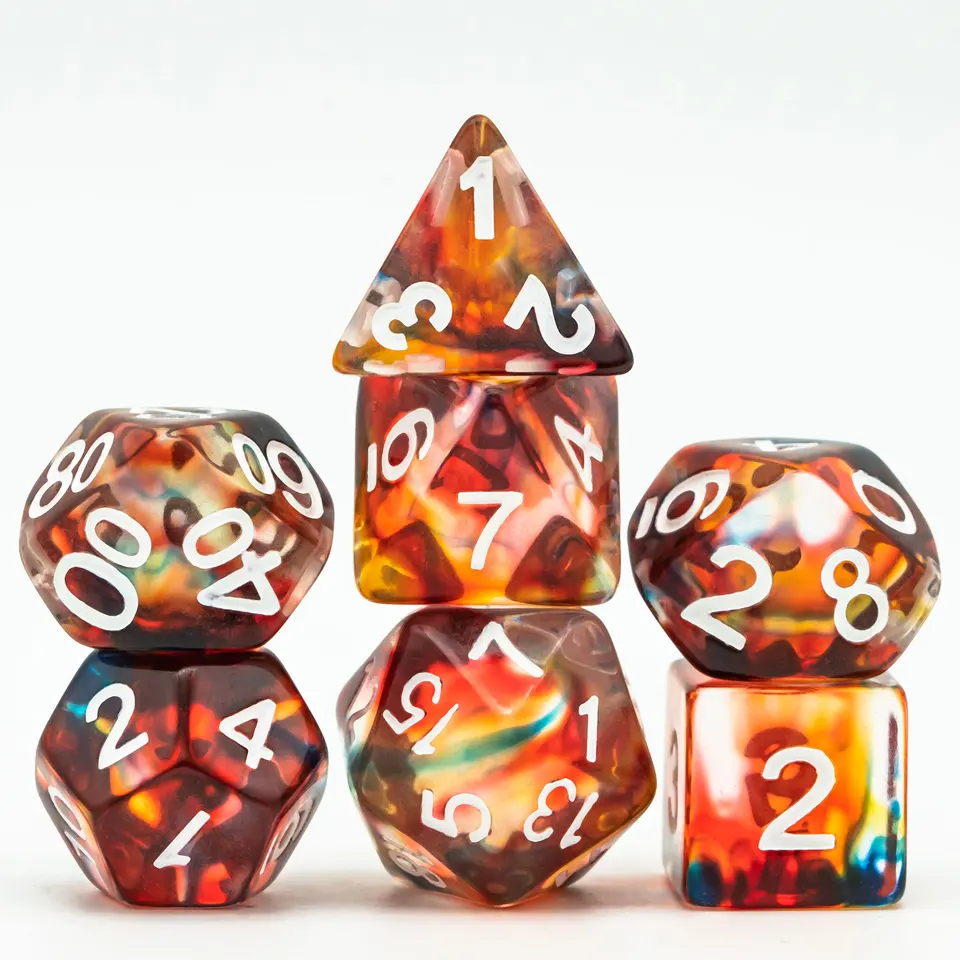 Poludie 7pcs/Set New Dice Set D4 ~ D20 Imitácia farebná glazúra Polyhedrálna RPG kocky RPG pre role na hranie stolovej hry D&D