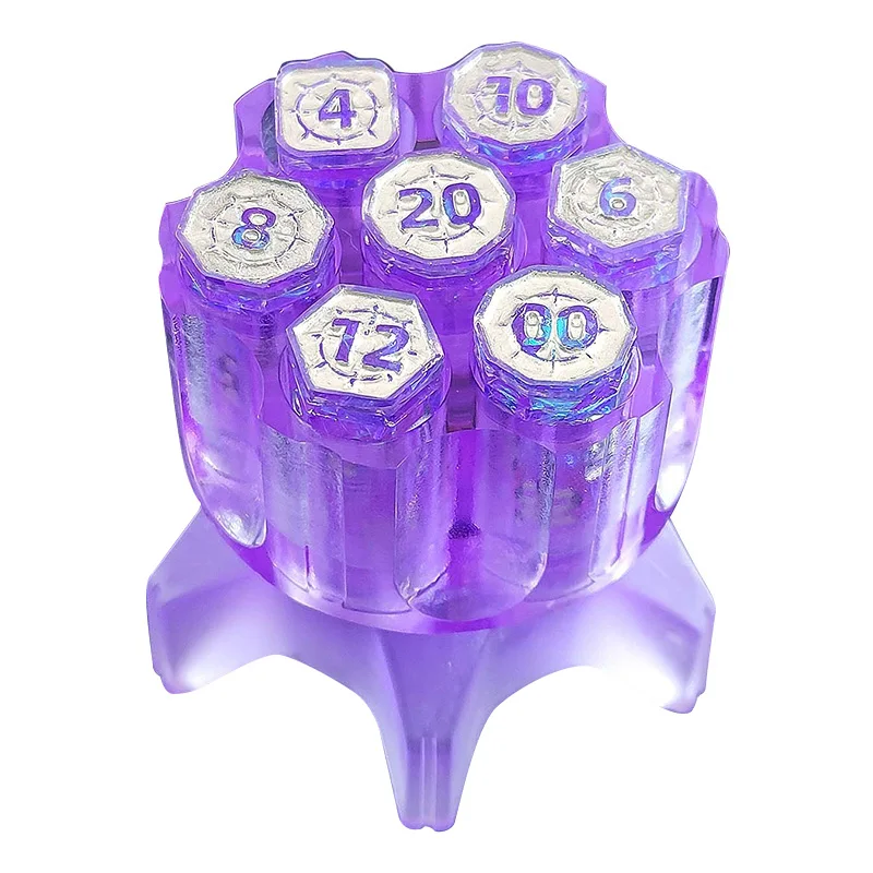 Polyhedrálna sada kocky s guľkami 7 s kontajnerom Reding Revolver Caninder pre stolné hry D&D, Sci-Fi, War alebo Crime Téma témy
