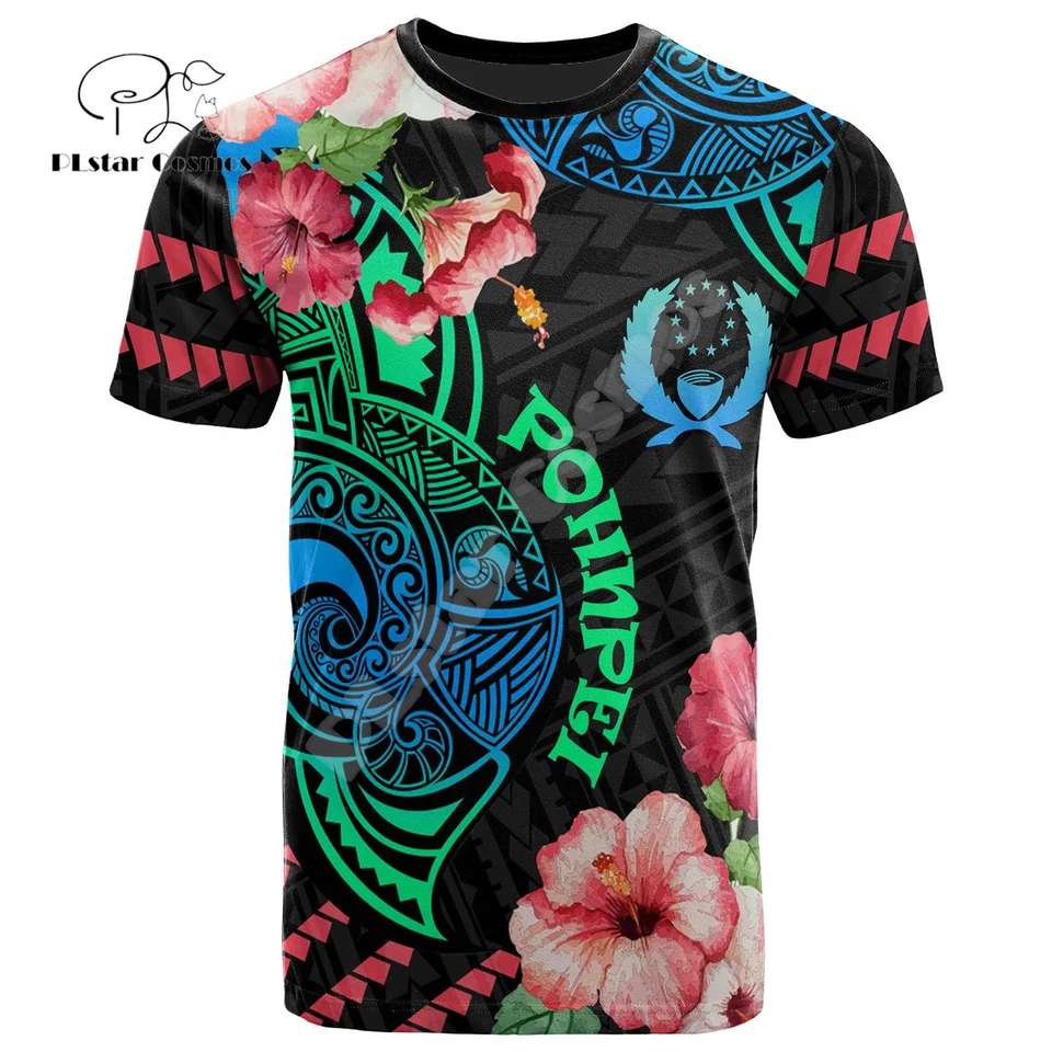 Polynesia Culture Island Country Pohnpei Tribal Colorful Turtle Tattoo Retro 3Dprint Summer Harajuku krátke rukávy tričká XA5