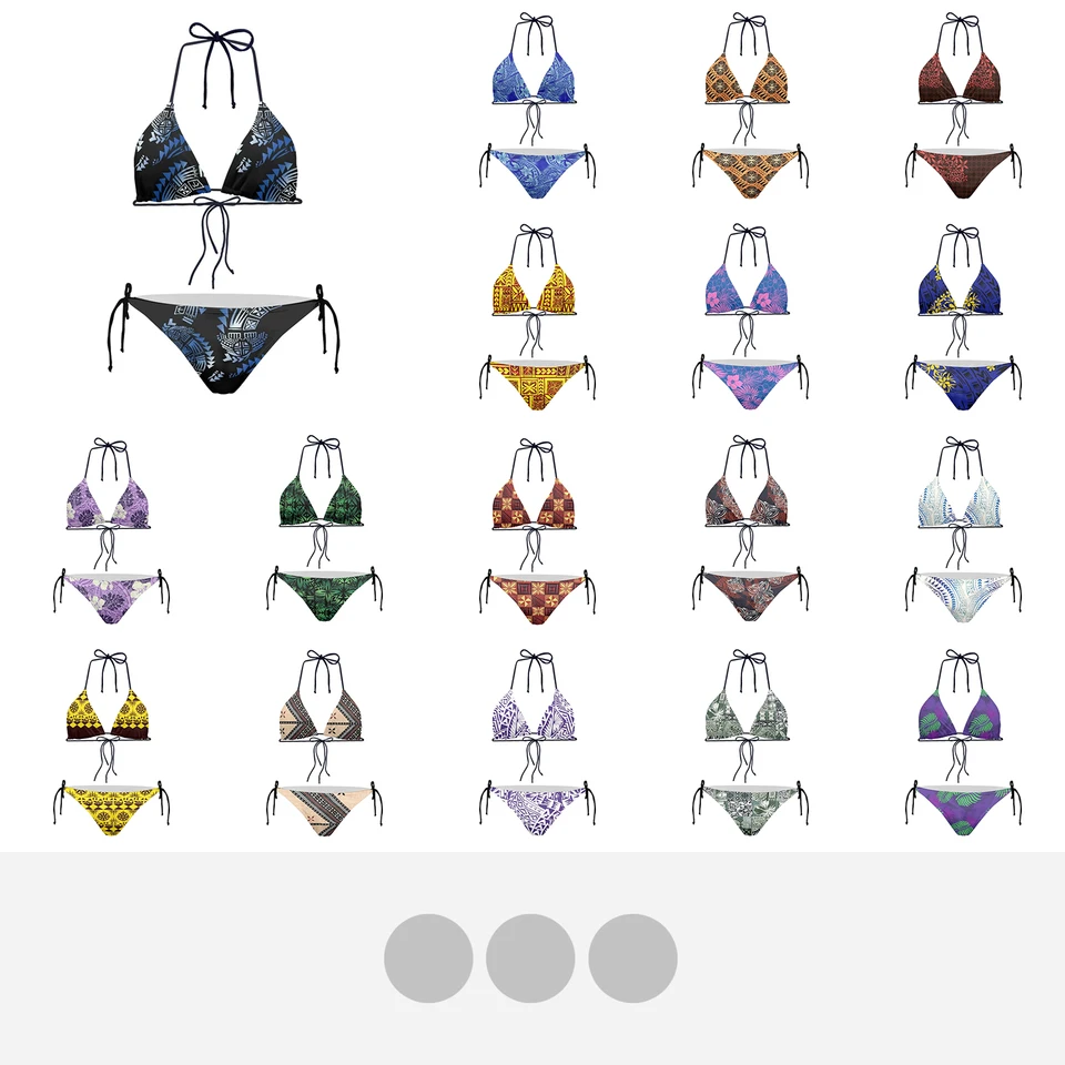 Polynézske kmeňové ženy Dvojdielne súprava Bikini sety sexy tlačové plavky trojuholník tangé, šnurovanie žien, plavky na pláž pláž
