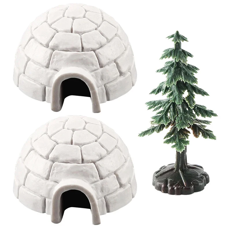 Polárny Igloo vianočný stromček Figuríny Sada Miniatúrne arktické postavy hračky hračky Mini polárne zvierat