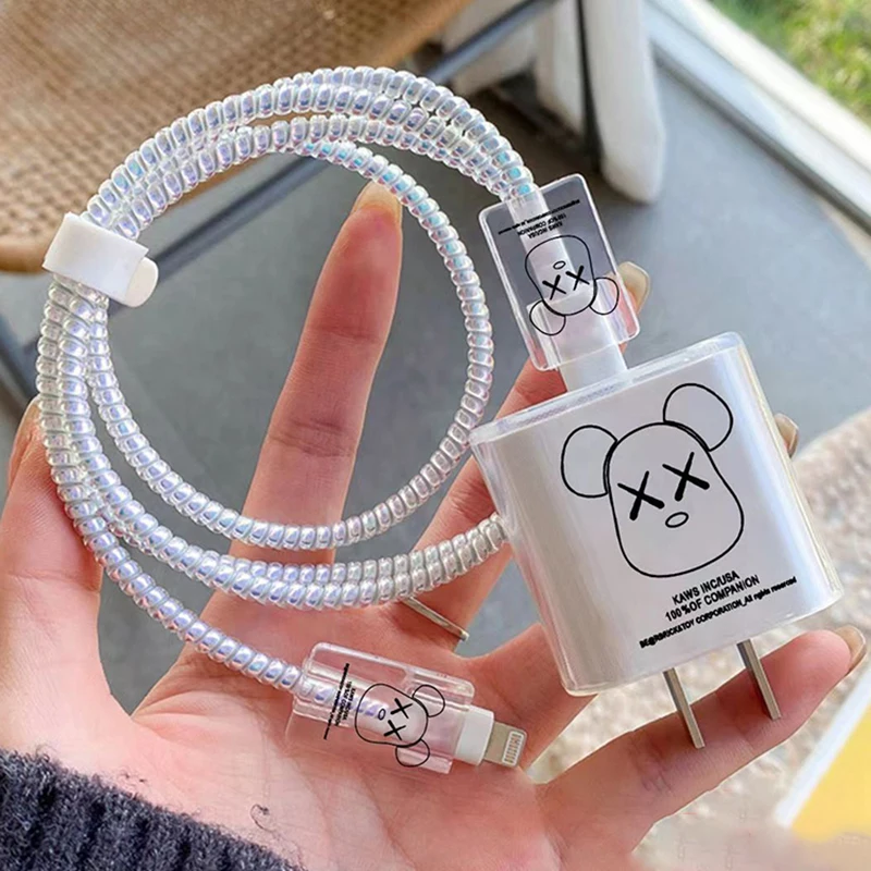 Ponolný medveď 18 W 20W nabíjací kryt na nabíjačku pre iPhone 11 Promax 12 13 14 Plus 15 16 Organizátor ochrancu káblového navíjača USB