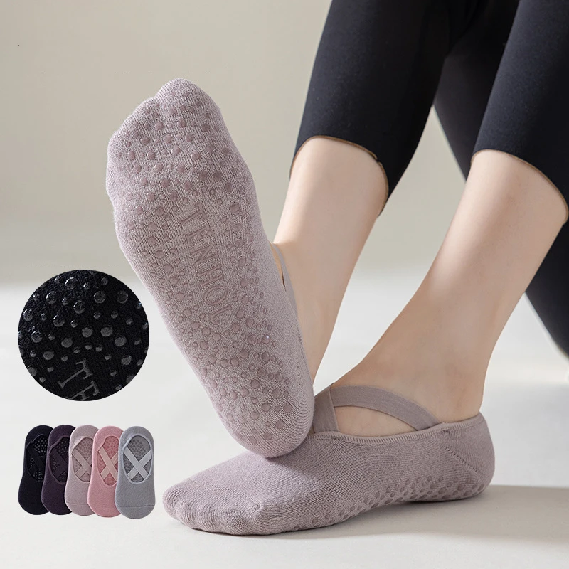 Ponožky na jogu proti sklzu, ponožky Pilates, profesionálne športové remienky pre dámske podlahy, jarná a letná bavlna, zahraničný obchod Amazon
