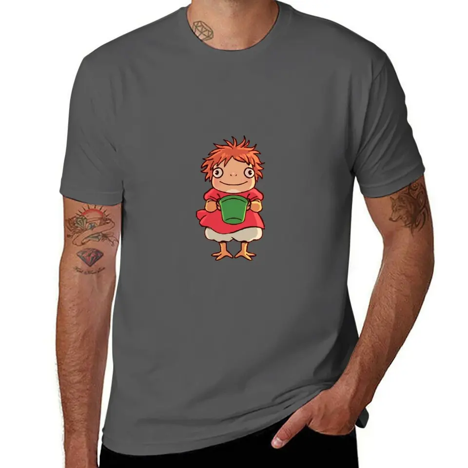 Ponyo Ghibli Studio Tričko Kawaii oblečenie hippie oblečenie modrý archív oblečenie čierne tričká pre mužov