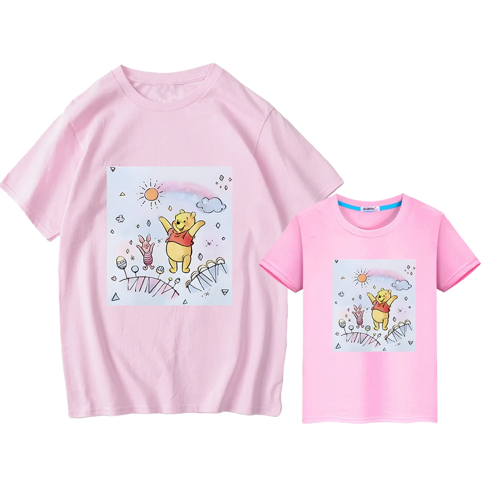 Pooh Bear Print Family Rodinné oblečenie Men Dámske topy Tops Tirt pre deti chlapec 10 rokov dievčatka Tees y2k mama dcéra zodpovedajúce oblečenie