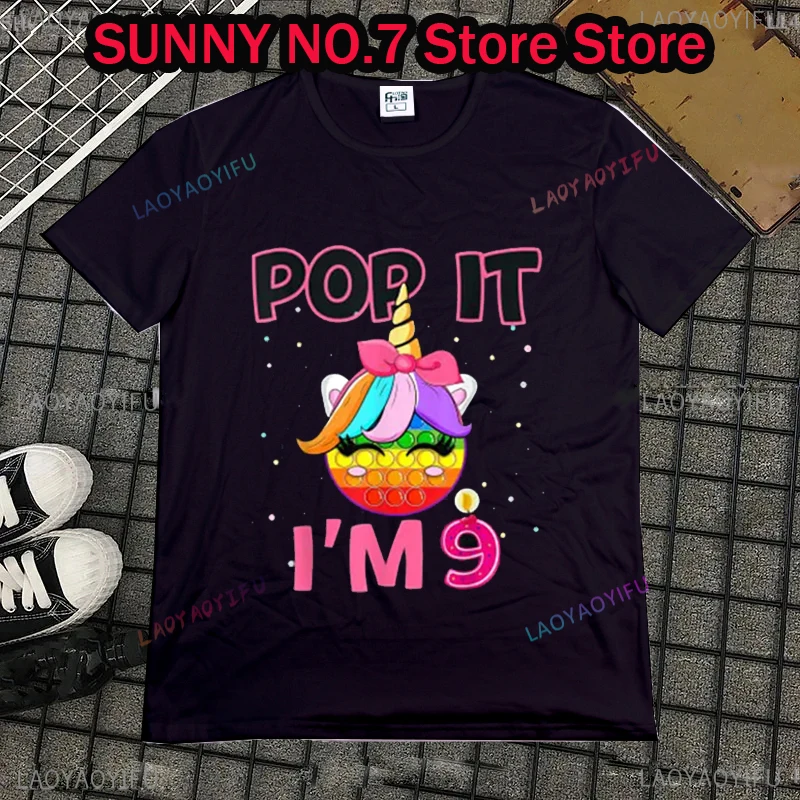 Pop It Mám 9. narodeniny ozdobné dúhové jednorožce tričko