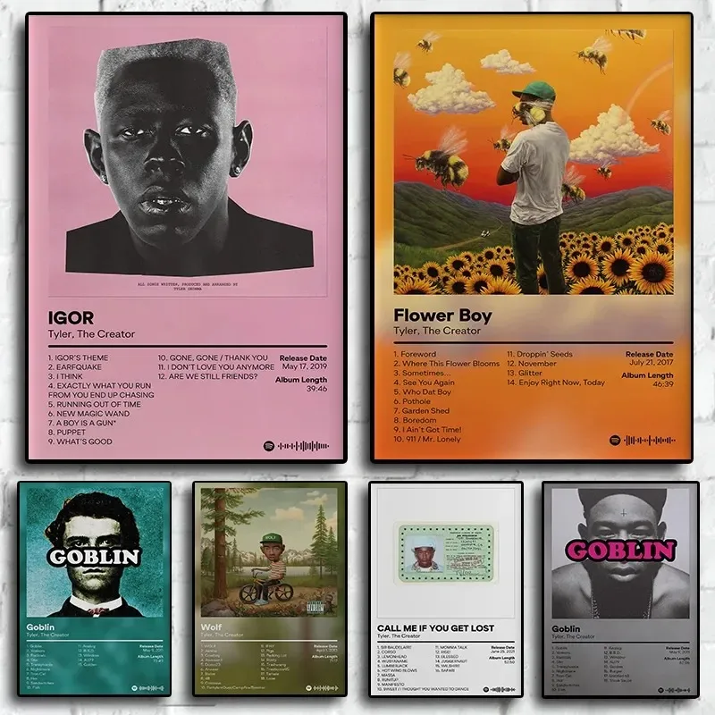 Pop Rap Music Album Cover Interpret Tyler The Creator Plagát rapper hip hop rock rock flower boy goblin plátno umenia domáca nástenná pohovka dekor