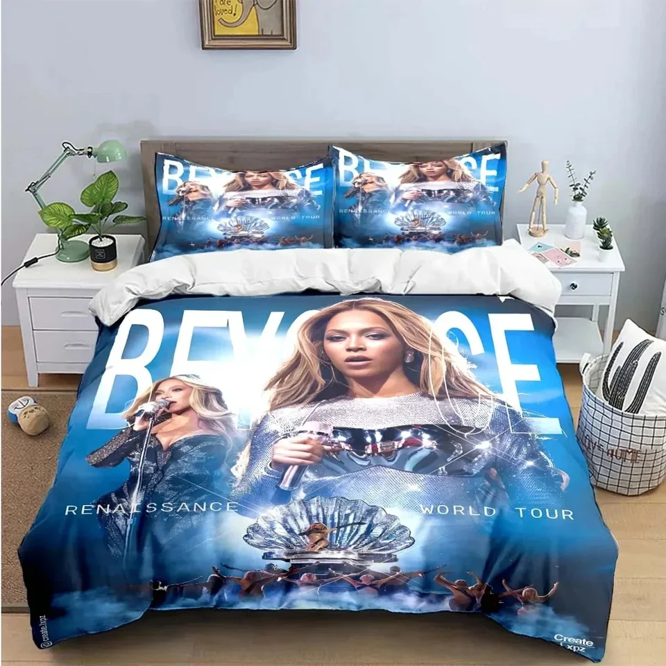 Popová ženská speváčka B-Beyonce Bedding Set Boys Dievčatá Twin Queen King Veľkosť Ocry Cover Cover vankúš posteľ