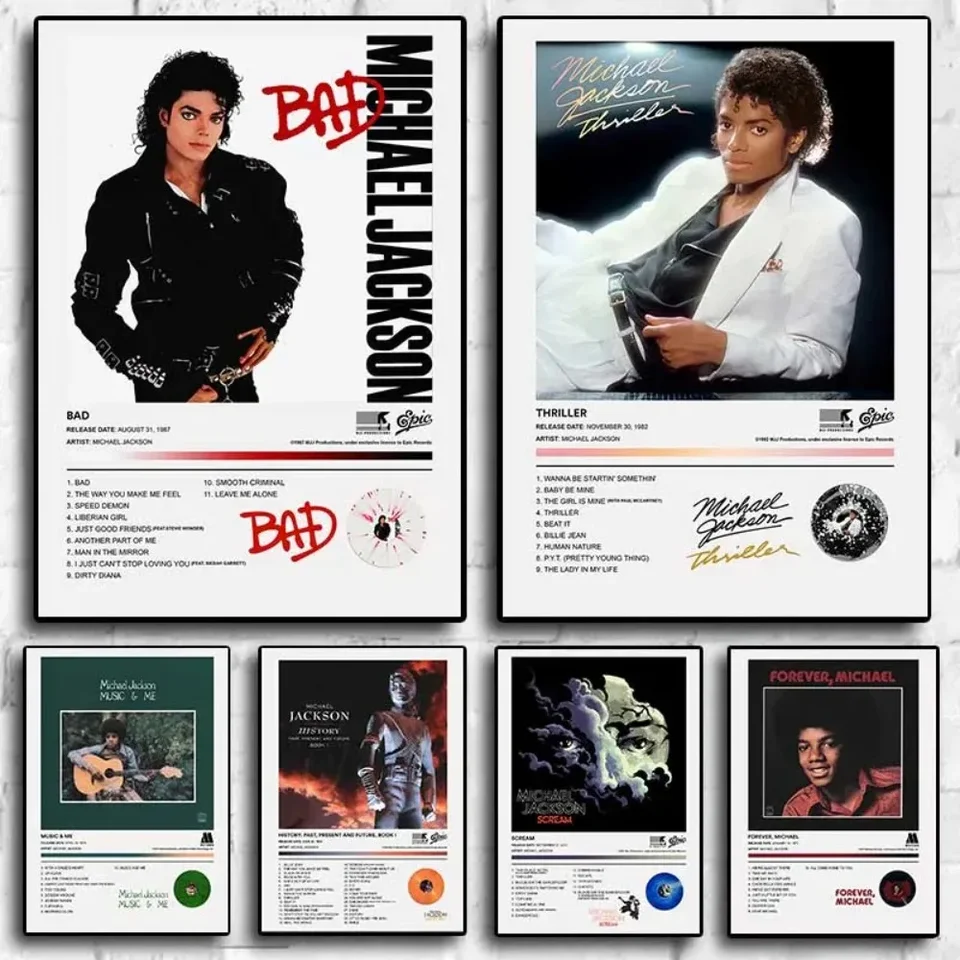 Popový spevák 80. rokov Michael Jackson Plagát estetika Hudobný obal album thriller Scream Cat Canvas Pret
