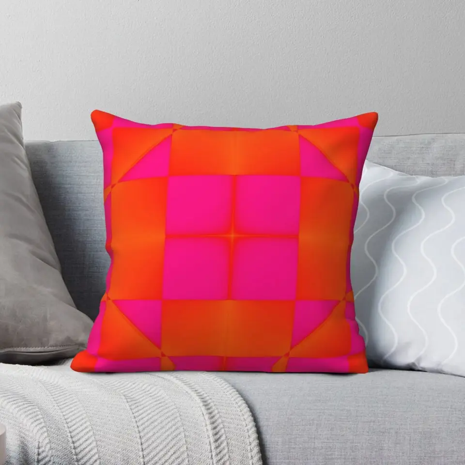 Popping Pink and Orange Square vankúš Pollowcase Polyester Linen Velvet Creative Zip Ozdobné dekoratívne vankúšové puzdro posteľ vankúš na vankúš