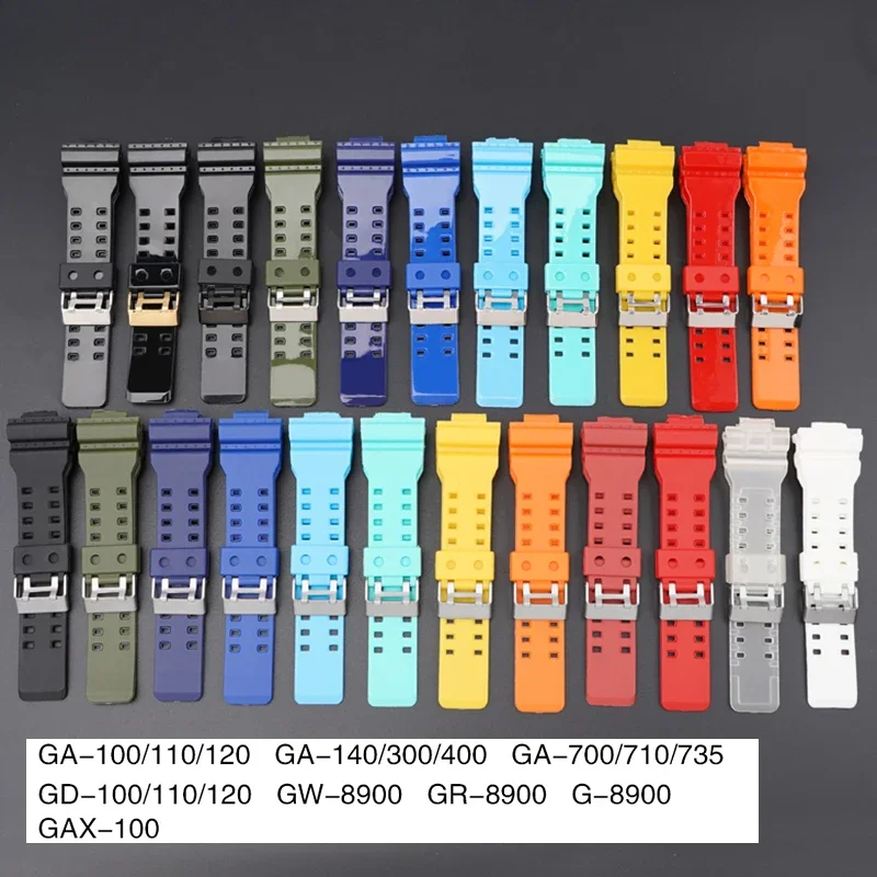Popruh pre Casio G-Shock GA-100/110/140/200/400/700 GD-100 G-8900 GW-8900 Men Sport Weproof Resin Silikone Watch Band 16 mm