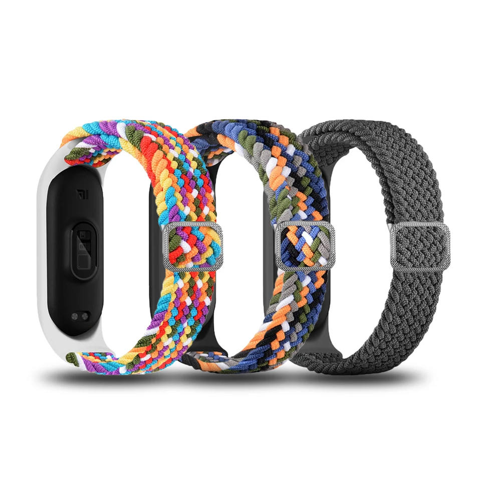 Popruh pre Xiaomi Mi Band 7 6 5 4 3 Elastické nylonové prepletené nastaviteľné spona WatchBands Náhradné hodinky pre Miband 6