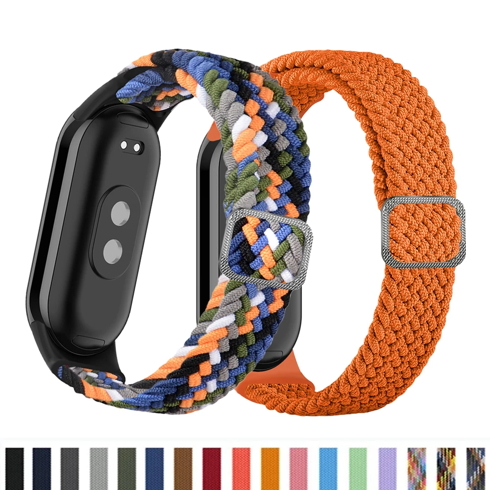 Popruh pre Xiaomi Mi Band 8 9 Elastic nylon opletená samostatná slučka nastaviteľná náhradná pásová hodinka Correa Miband 8 NFC náramok