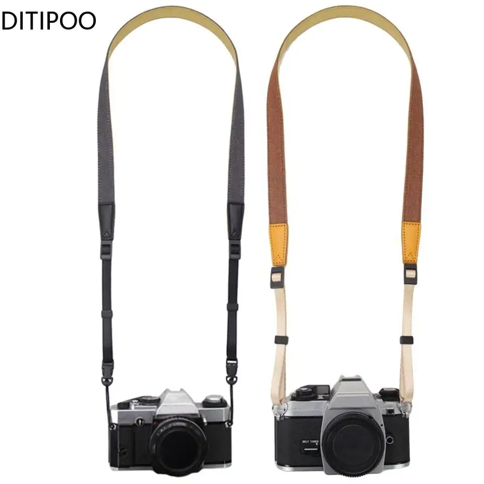 Popruhový remienok na krk na fotoaparát proti skĺznutiu nastaviteľné bavlnené kožené remienok pre fotoaparáty Nikon SLR
