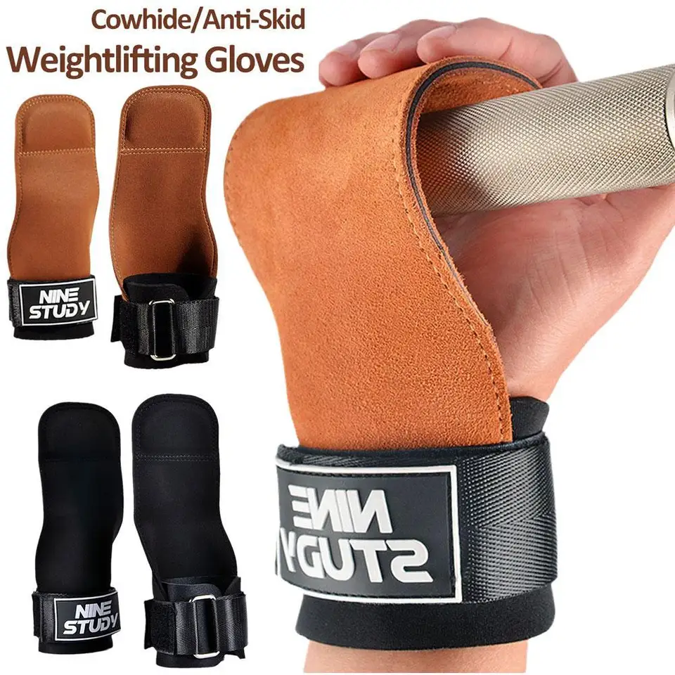 Popruhy na zápästie pre vzpieranie kožené kožené protišmyko Pohodlné priľnavé podpora lavičky Press Pull-Up Fitness Protector