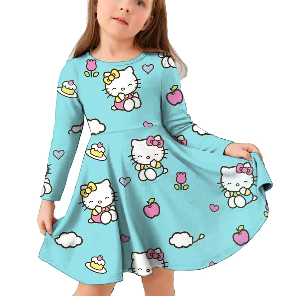 Populárne miniso detské nové módne šaty karikatúry roztomilé Hello Kitty Tlačené princezné šaty kuromi šaty pohodlný domov