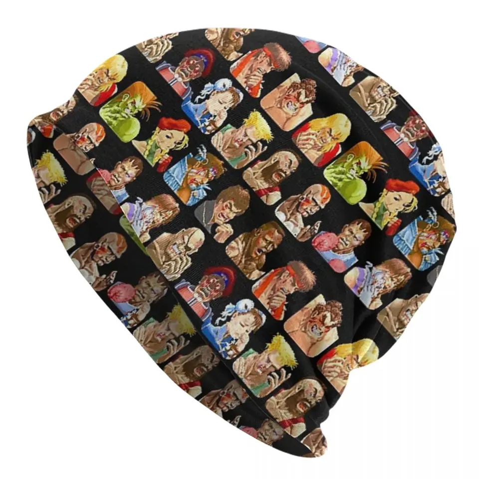 Porazené portréty Super Street Fighter Warm Pleted Cap Cap Bonnet Hat Autumn Zimné zimné čiapky čiapky pre mužov pre mužov Dospelý